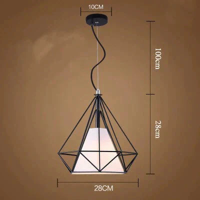 Modern Cage Pendant Light Iron Minimalist Retro Scandinavian Loft Pyramid Lamp Metal Hanging Lamp