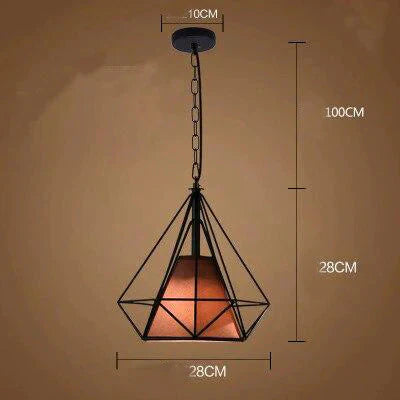 Modern Cage Pendant Light Iron Minimalist Retro Scandinavian Loft Pyramid Lamp Metal Hanging Lamp