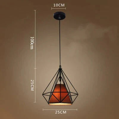 Modern Cage Pendant Light Iron Minimalist Retro Scandinavian Loft Pyramid Lamp Metal Hanging Lamp