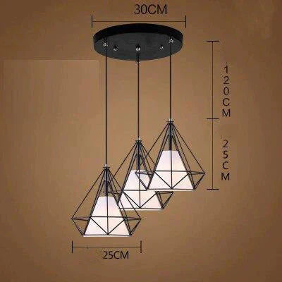 Modern Cage Pendant Light Iron Minimalist Retro Scandinavian Loft Pyramid Lamp Metal Hanging Lamp