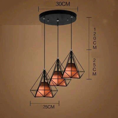 Modern Cage Pendant Light Iron Minimalist Retro Scandinavian Loft Pyramid Lamp Metal Hanging Lamp