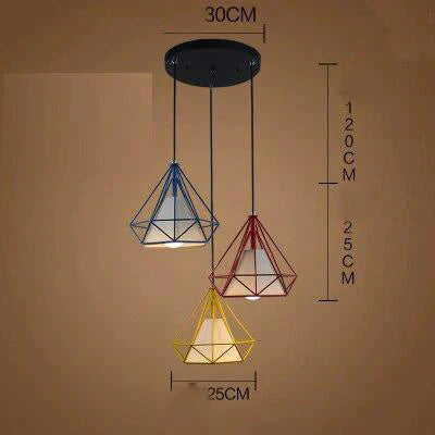 Modern Cage Pendant Light Iron Minimalist Retro Scandinavian Loft Pyramid Lamp Metal Hanging Lamp