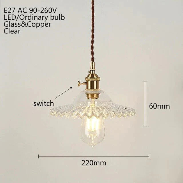 Europe Retro Novelty Glass&Iron Pendant Light Led E27 With 5 Colors For Bedroom/Living