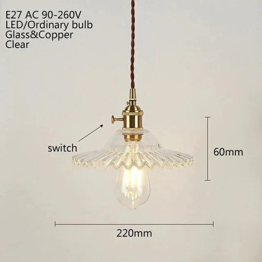 Europe Retro Novelty Glass&Iron Pendant Light Led E27 With 5 Colors For Bedroom/Living