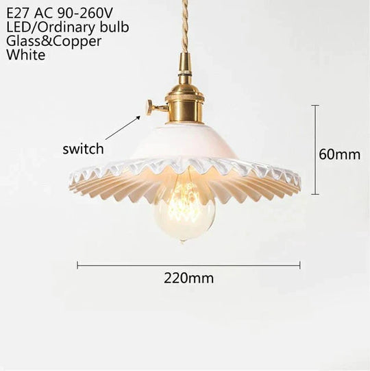 Europe Retro Novelty Glass&Iron Pendant Light Led E27 With 5 Colors For Bedroom/Living