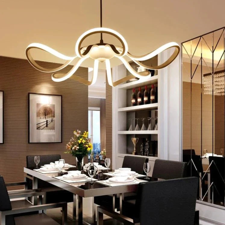 Modern Flower Led Pendant Lights Kitchen Acrylic + Metal Suspension Hanging Ceiling Lamp For