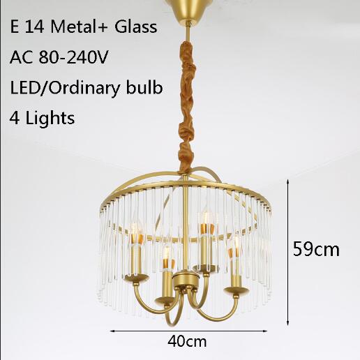 American Vintage Wrought Iron Pendant Lamp E14 Led Gold Lights For Living Room Bed Dining Study