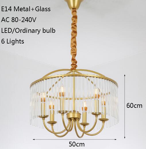 American Vintage Wrought Iron Pendant Lamp E14 Led Gold Lights For Living Room Bed Dining Study