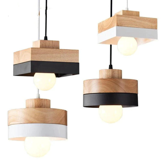 Wooden Nordic Pendant Lights For Home Lighting Modern Hanging Lamp Aluminum Lampshade Led Bulb