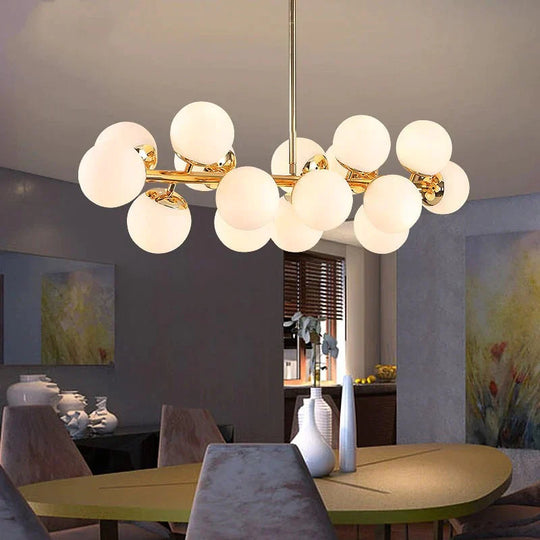 16 Heads Postmodern Gold Loft Pendant Light Art Creative Magic Beans Hang Dining Room Bar Kitchen