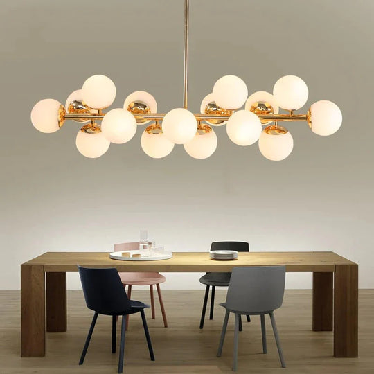 16 Heads Postmodern Gold Loft Pendant Light Art Creative Magic Beans Hang Dining Room Bar Kitchen