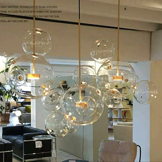 Clear Glass Ball Living Room Chandeliers Art Deco Bubble Lamp Shades Chandelier Modern Indoor