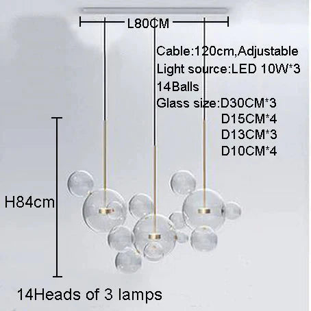 Clear Glass Ball Living Room Chandeliers Art Deco Bubble Lamp Shades Chandelier Modern Indoor