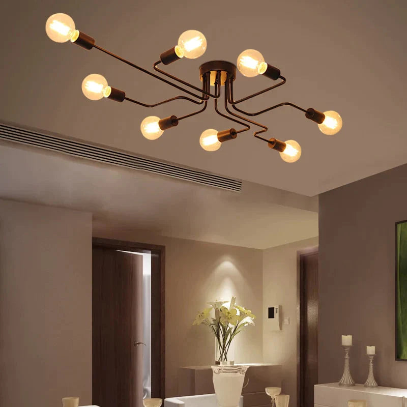 Modern Europe Creative Simple Iron Industrial Ceiling Lamp Led E27 Light For Bedroom Living Room