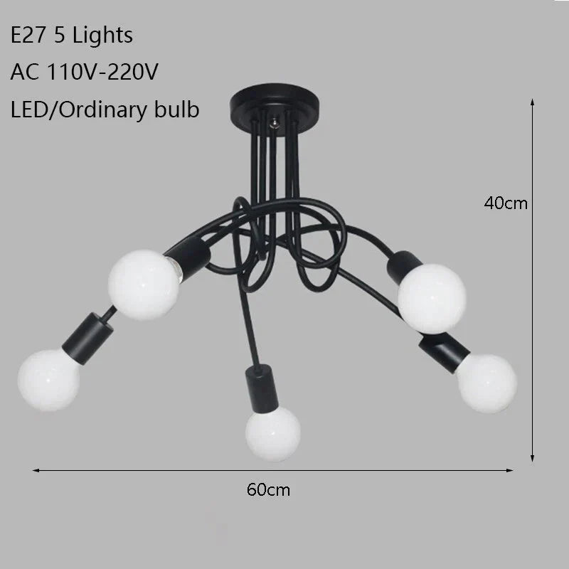 Modern Industrial Creative Personality Spider Led E27 Ceiling Light For Bedroom Living Room Study