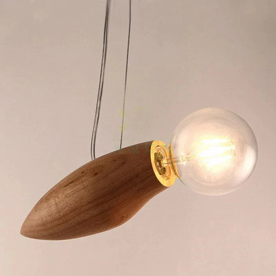 New Design Modern Creative Cartoon Bee Lamp Balcony Small Wood Loft Pendant Cord Hanging Light Bulb