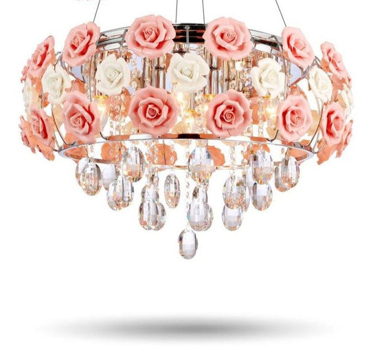 New Arrival Led Crystal Ceiling Lights Lustres De Sala Beautiful Rose Style For Bedroom Dining Room