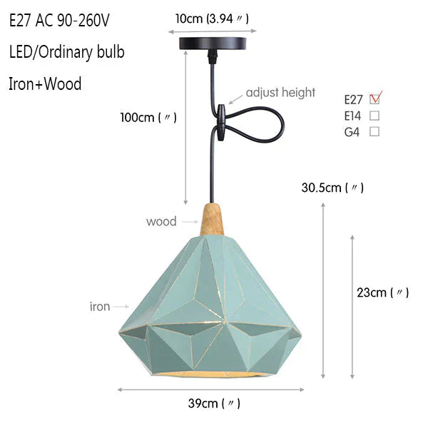 Modern Industrial Art Pendant Light E27 Hanging Lamp Loft Decoration Living Room Study Office