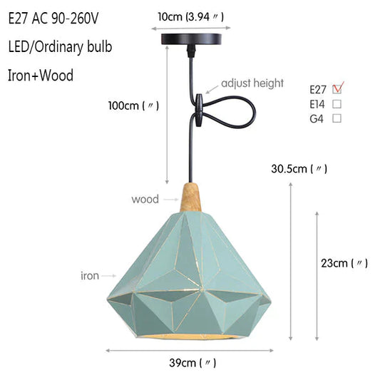 Modern Industrial Art Pendant Light E27 Hanging Lamp Loft Decoration Living Room Study Office