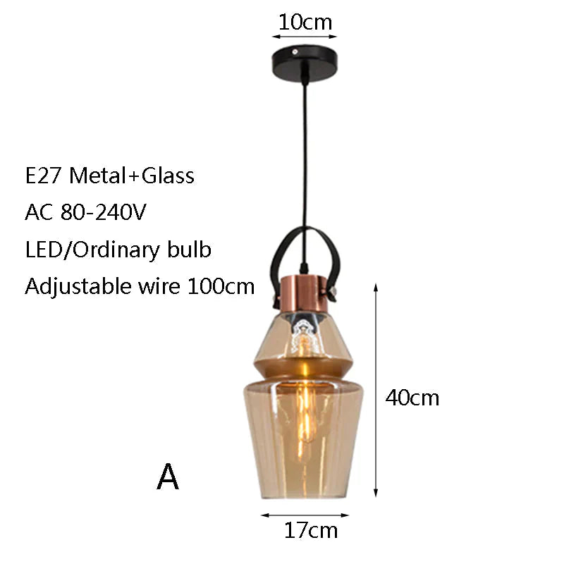 Modern Industrial Personality Glass Pendant Light E27 Led Lamp For Living Room Dining Bedroom