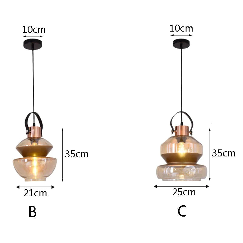 Modern Industrial Personality Glass Pendant Light E27 Led Lamp For Living Room Dining Bedroom