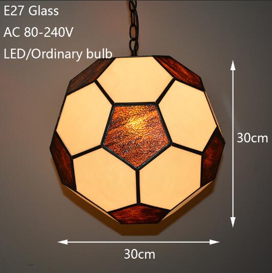 Modern Novelty Football Glass Pendant Lamp Led E27 Lustre Light For Living Room Bedroom Restaurant