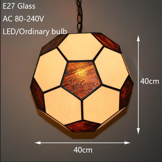 Modern Novelty Football Glass Pendant Lamp Led E27 Lustre Light For Living Room Bedroom Restaurant
