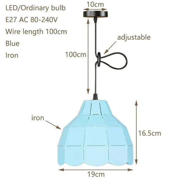 Loft Country Pendant Light Led E27 Modern Simple Hanging Lamp With 4 Colors For Kitchen Restaurant