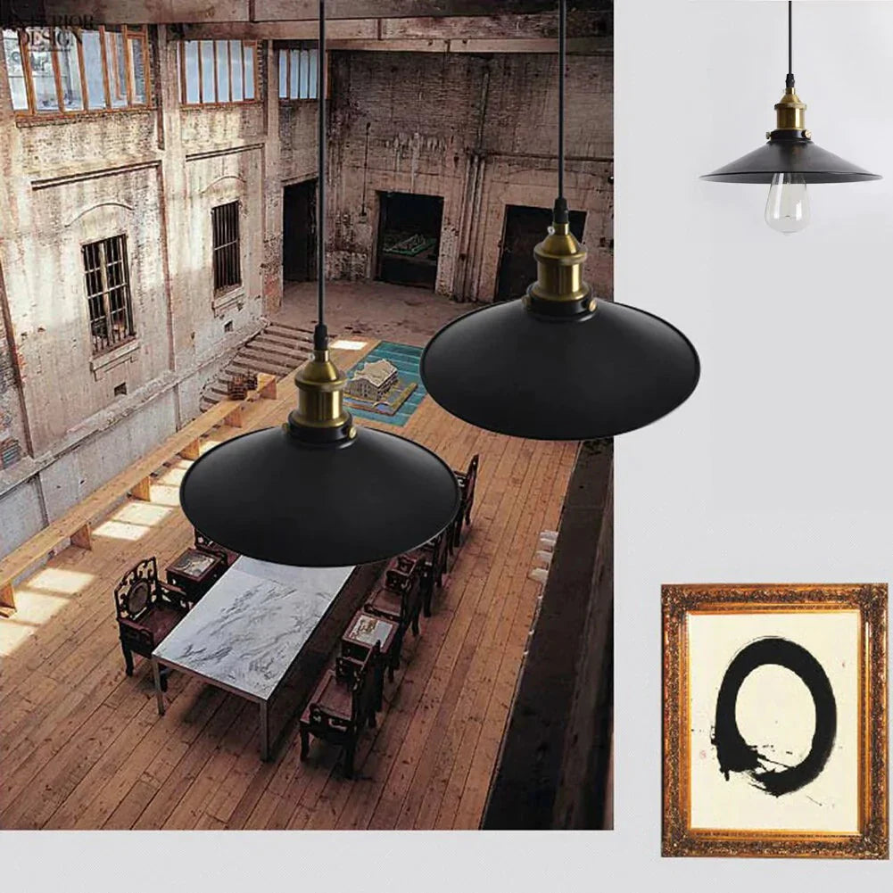 Vintage Pendant Light Industrial Retro Lamp E27 Holder Metal Lustres Loft Hanging Lampshades Dining