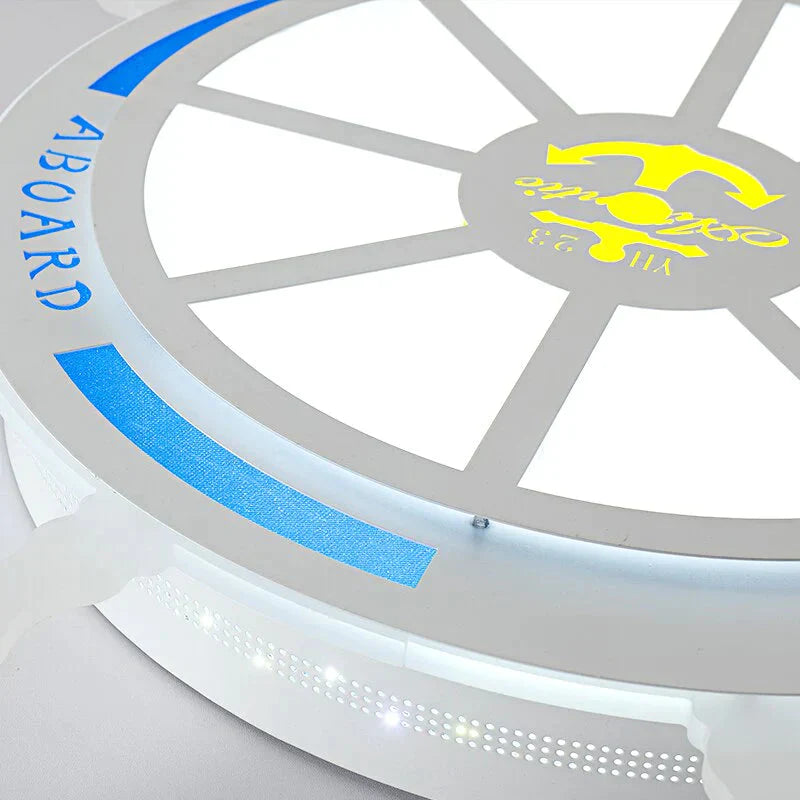 Kid Room Led Ceiling Lamp Blue Pirate Steering Wheel For Study Lights Contemporary 8 - 14Square