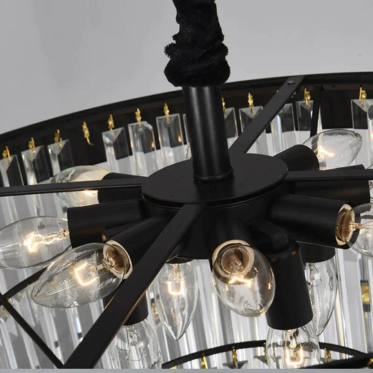 Retro Nordic Crystal K9 Led Modern Royal Cake Chandelier Lamp Lustres Lights E14 For Living Room