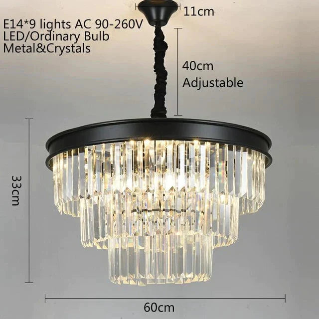 Retro Nordic Crystal K9 Led Modern Royal Cake Chandelier Lamp Lustres Lights E14 For Living Room