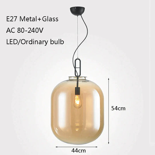 Nordic Modern Creative Glass Melon Single - Head Pendant Lights For Living Room Dining Bedroom