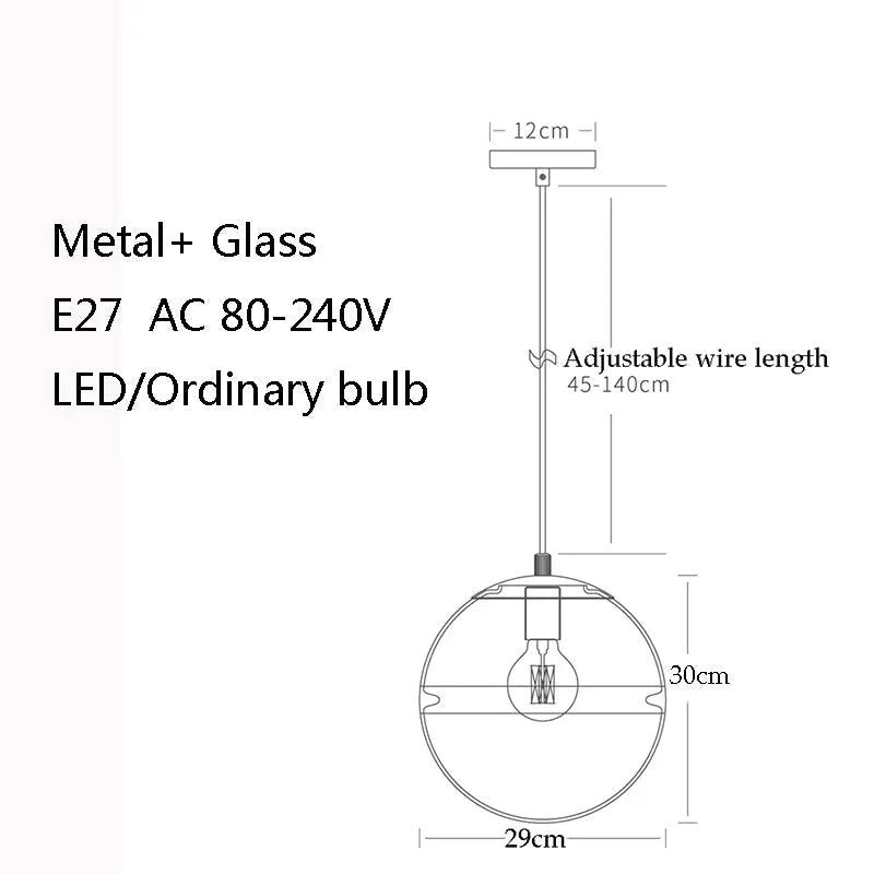 Modern Personality Pendant Lamp E27 Glass Round Ball Water Pattern Light For Kitchen Living Room