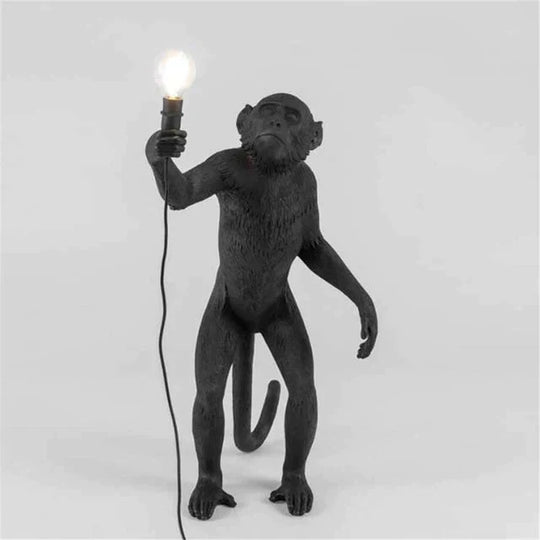 Modern Black Monkey Lamp Hemp Rope Pendant Lights American Country Resin Loft Industrial Hanging