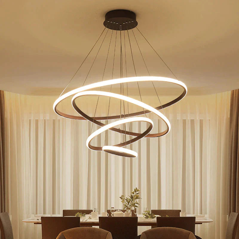 Brown/White Modern Led Pendant Lights For Living Room Bedroom Dining Indoor Home 1/2/3/4 Circle