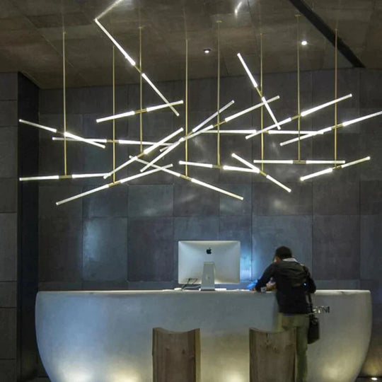 Post Modern Long Tube Branch Led Pendant Light Loft Hanging Lamp Office Bar Track Restaurant