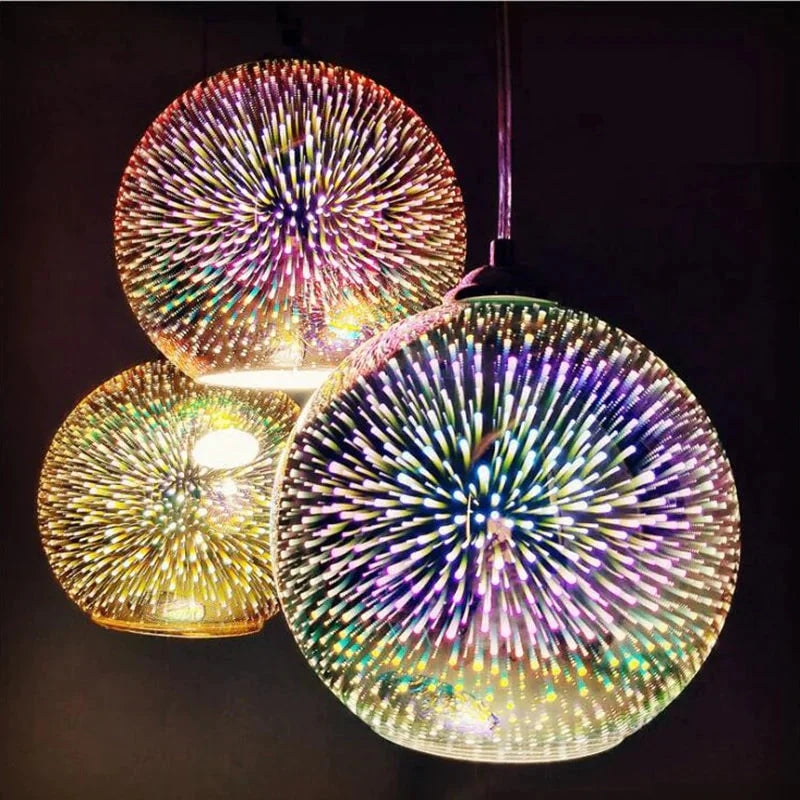 Led Pendant Lights Mirror Glass Ball Firework Lampshade Lamp For Staircase Loft Restaurant Bar