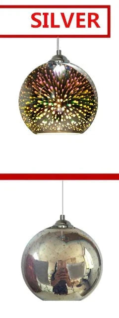 Led Pendant Lights Mirror Glass Ball Firework Lampshade Lamp For Staircase Loft Restaurant Bar