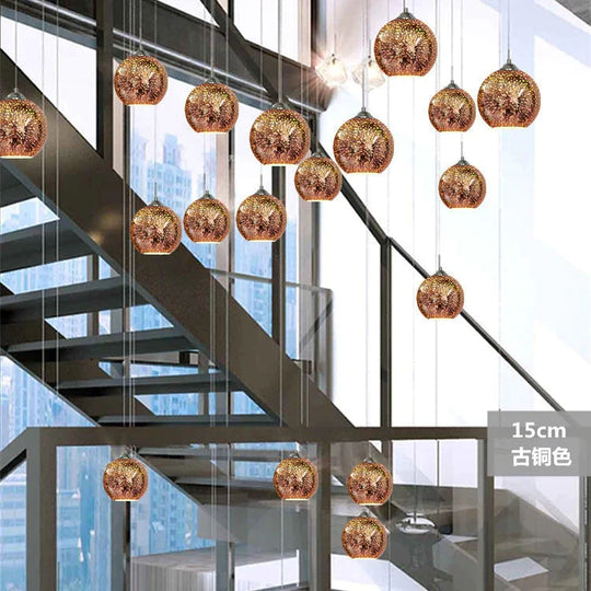 Led Pendant Lights Mirror Glass Ball Firework Lampshade Lamp For Staircase Loft Restaurant Bar