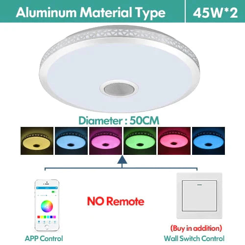 Led Ceiling Light Bluetooth And Music With Colourful Dimmer Rgb Remote Control For Living Room