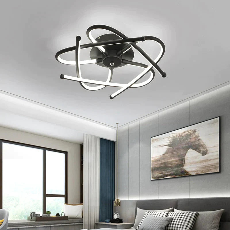 Matte Grey/Black Modern Led Ceiling Lights For Living Room Bedroom Study Rc Dimmable Lamp Black /