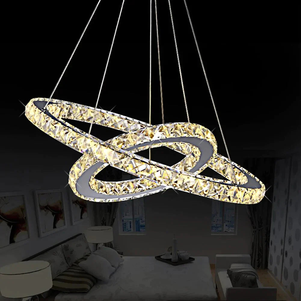 Crystal Modern Led Ceiling Light Warm White Bedroom Living Room Lights Circle Rings Cristals Avize