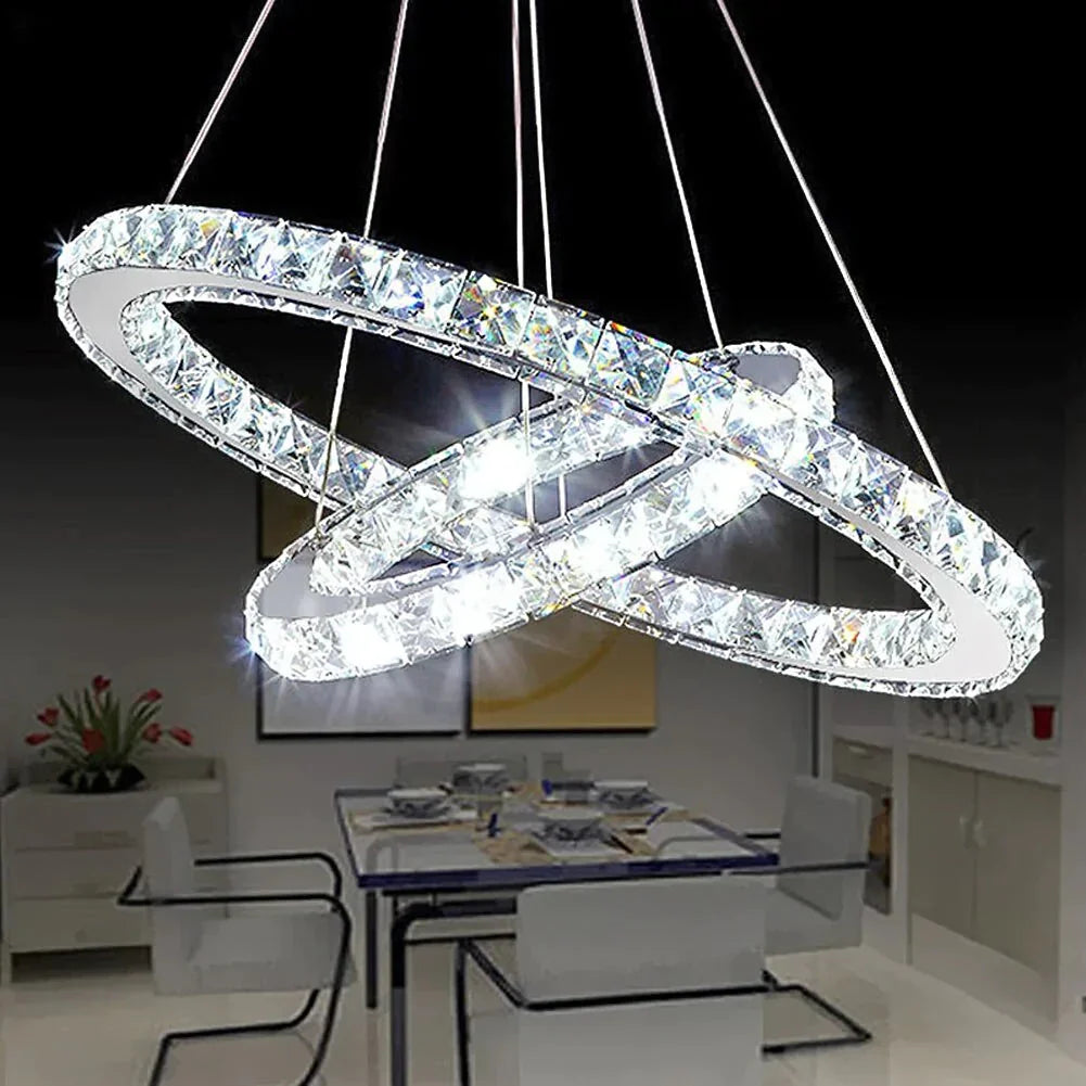 Crystal Modern Led Ceiling Light Warm White Bedroom Living Room Lights Circle Rings Cristals Avize