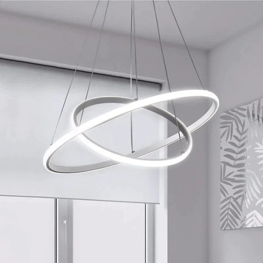 Modern Led Pendant Lights For Dining Room Black Rings Circle Living Bedroom Hanging Lamp Fixtures