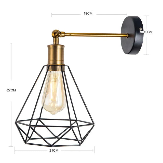 Modern Industrial Vintage Cage Pendant Light Iron Art Diamond Pyramid Wrought Home Ceiling Lamp