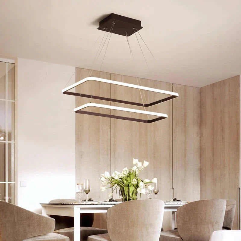 Modern Led Pendant Lights For Dining Room Fixtures Black White Home Living Bedroom Hanging Lamp