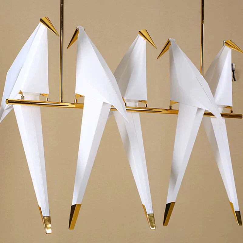 Nordic Bird Iron Pendant Light Paper Crane Led Lamp Suspension Luminaire Loft Living Room Restaurant