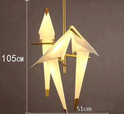 Nordic Bird Iron Pendant Light Paper Crane Led Lamp Suspension Luminaire Loft Living Room Restaurant