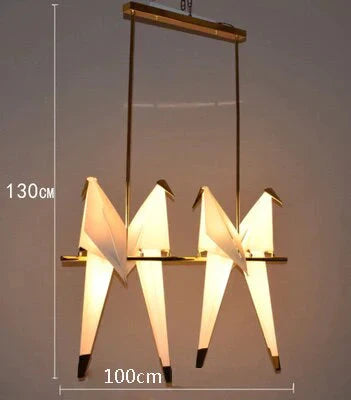 Nordic Bird Iron Pendant Light Paper Crane Led Lamp Suspension Luminaire Loft Living Room